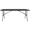  fekete HDPE rattan szerű összecsukható kerti asztal 180x75x72cm