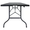  fekete HDPE rattan szerű összecsukható kerti asztal 180x75x72cm