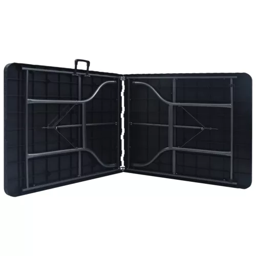  fekete HDPE rattan szerű összecsukható kerti asztal 180x75x72cm