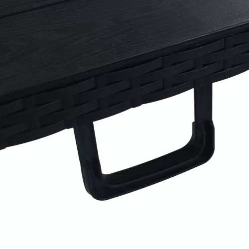  fekete HDPE rattan szerű összecsukható kerti asztal 180x75x72cm
