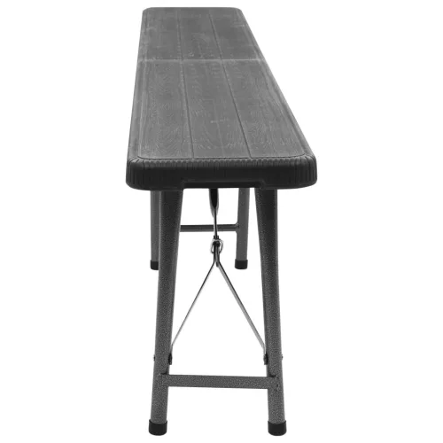  2 db fekete összecsukható HDPE kerti pad 180 cm