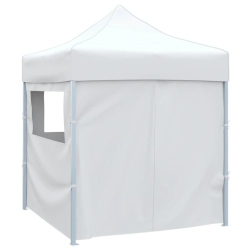  fehér acél összecsukható rendezvénysátor 4 oldalfallal 2 x 2 m