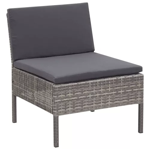  5-részes szürke polyrattan kerti bútorszett párnákkal