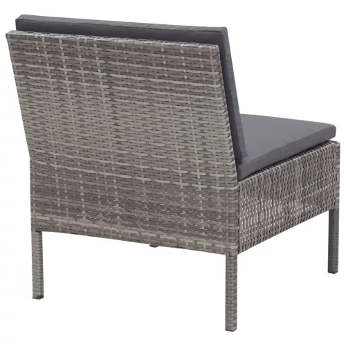  5-részes szürke polyrattan kerti bútorszett párnákkal