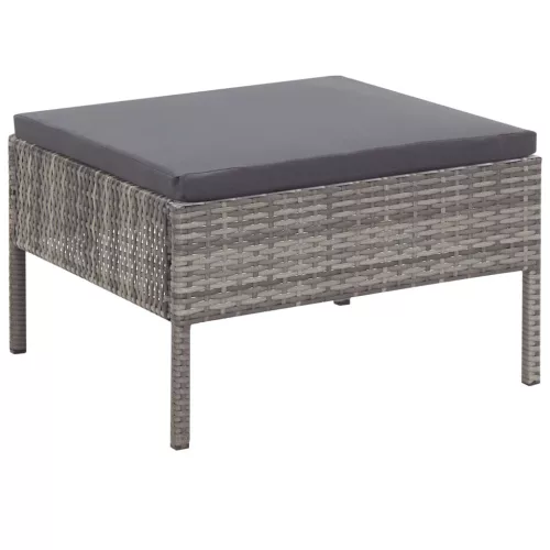  5-részes szürke polyrattan kerti bútorszett párnákkal