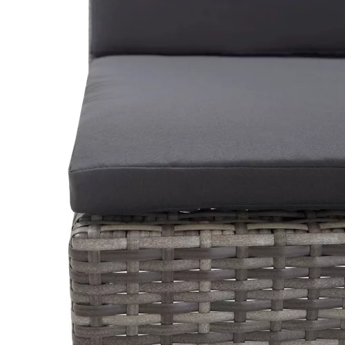  5-részes szürke polyrattan kerti bútorszett párnákkal
