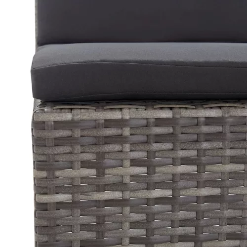  5-részes szürke polyrattan kerti bútorszett párnákkal