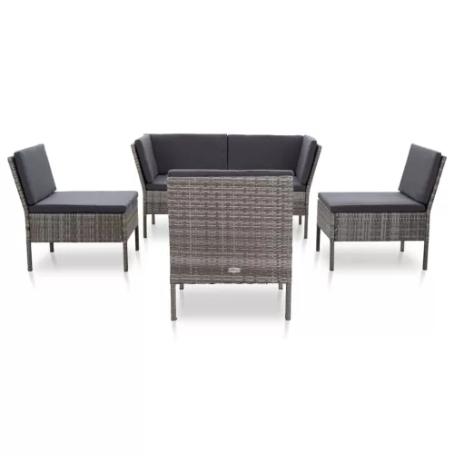 6-részes szürke polyrattan kerti ülőgarnitúra párnákkal