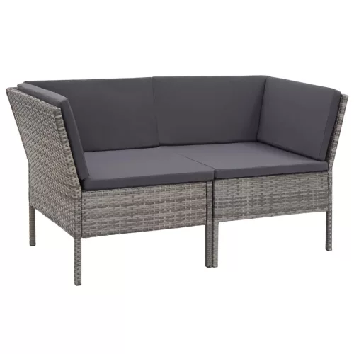  6-részes szürke polyrattan kerti ülőgarnitúra párnákkal