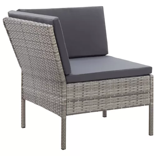  6-részes szürke polyrattan kerti ülőgarnitúra párnákkal