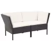  8 részes fekete polyrattan kerti bútorszett párnákkal