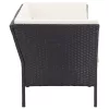  8 részes fekete polyrattan kerti bútorszett párnákkal