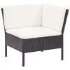  8 részes fekete polyrattan kerti bútorszett párnákkal