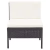  8 részes fekete polyrattan kerti bútorszett párnákkal
