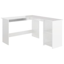   VID fehér magasfényű L-alakú sarok-íróasztal 120 x 140 x 75 cm