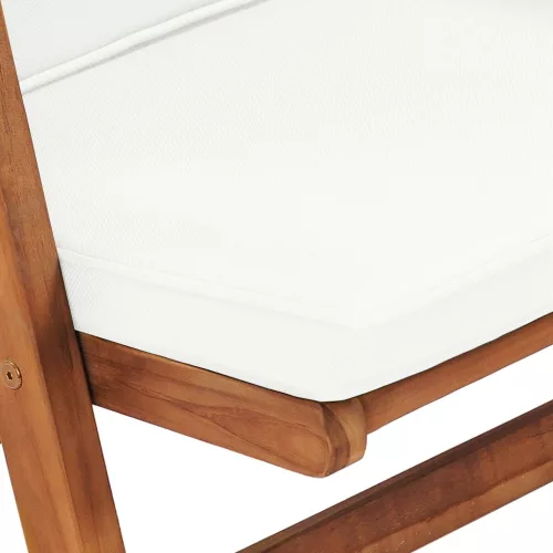  2 db krémszínű dönthető tömör tíkfa kerti szék párnákkal