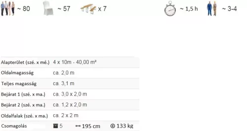 TP 5x10m standard rendezvénysátor, PVC 700 - fehér-szürke