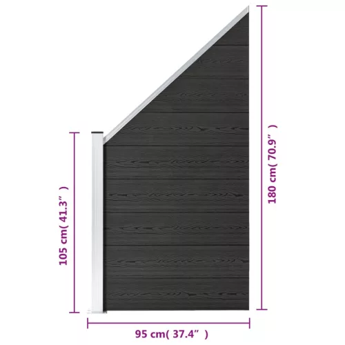  szürke WPC kerítéspanel 95 x (105-180) cm