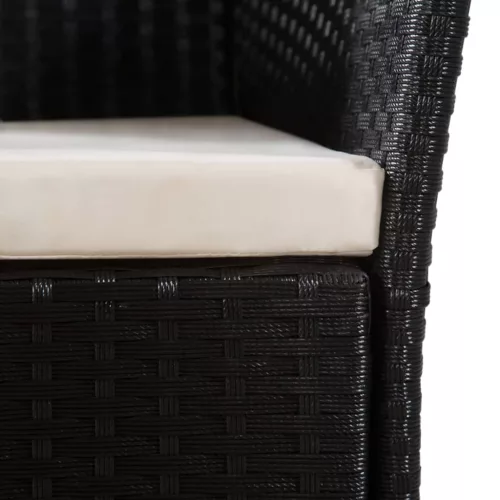  5-részes fekete és barna kültéri polyrattan étkezőgarnitúra