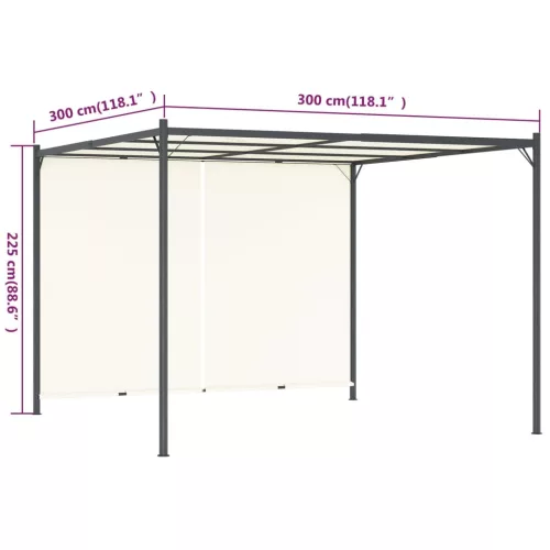  fehér-krémszínű acélpergola állítható tetővel 3 x 3 m 