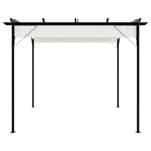  fehér-krémszínű acélpergola behúzható tetővel 3 x 3 m