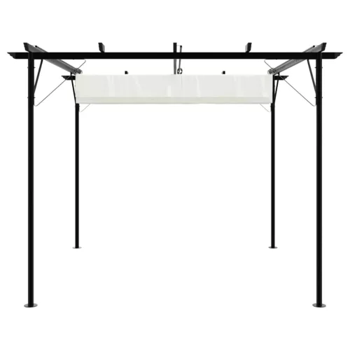  fehér-krémszínű acélpergola behúzható tetővel 3 x 3 m