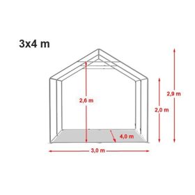   TP 3x4m erősített rendezvénysátor, PVC 750 - fehér-zöld