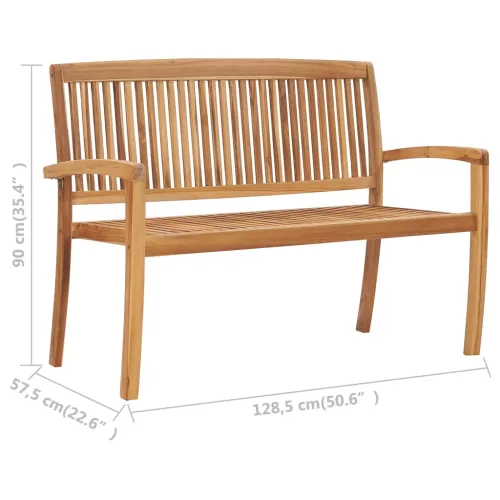  2 személyes tömör tíkfa kerti pad asztallal 128,5 cm
