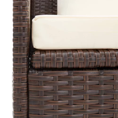  barna polyrattan kerti ágy hát- és ülőpárnákkal