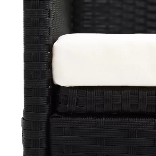  fekete polyrattan kerti kanapé napellenzővel 