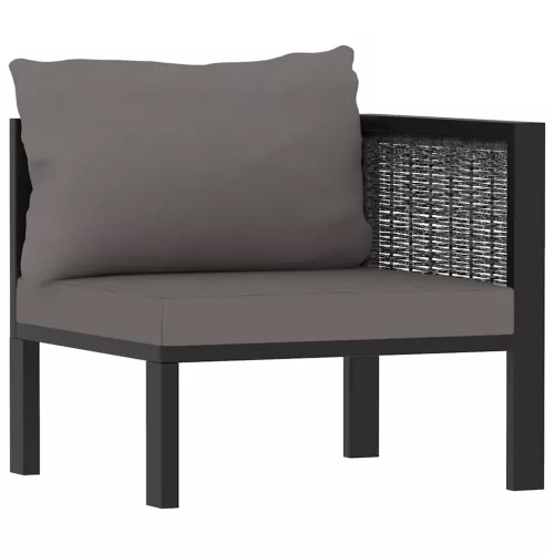  antracitszürke polyrattan sarokkanapé-elem bal oldali karfával 