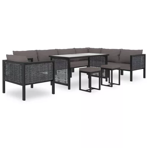  antracitszürke polyrattan sarokkanapé-elem bal oldali karfával 