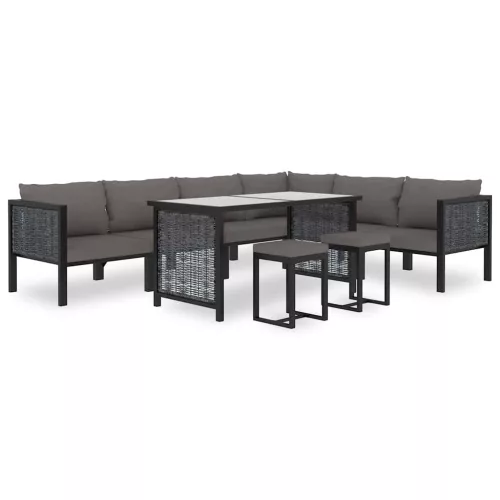  antracitszürke polyrattan sarokkanapé-elem bal oldali karfával 