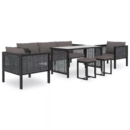  antracitszürke polyrattan sarokkanapé-elem bal oldali karfával 