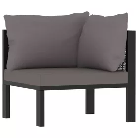    antracitszürke polyrattan sarokkanapé-elem bal oldali karfával
