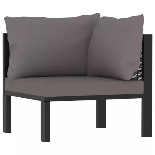  antracitszürke polyrattan sarokkanapé-elem bal oldali karfával