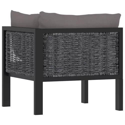  antracitszürke polyrattan sarokkanapé-elem bal oldali karfával