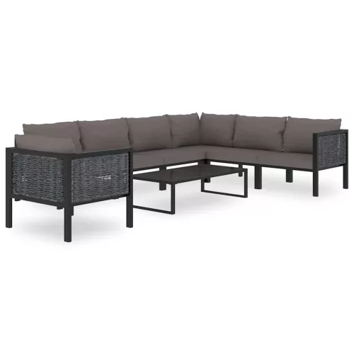  antracitszürke polyrattan sarokkanapé-elem bal oldali karfával