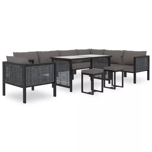  antracitszürke polyrattan sarokkanapé-elem bal oldali karfával
