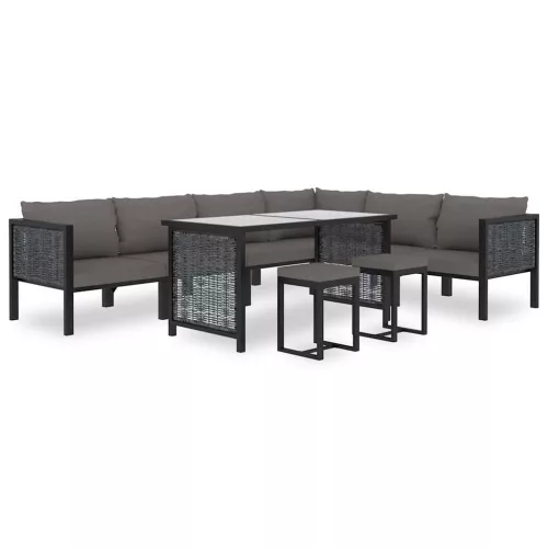  antracitszürke polyrattan sarokkanapé-elem bal oldali karfával