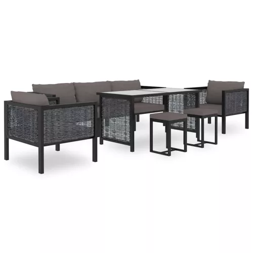  antracitszürke polyrattan sarokkanapé-elem bal oldali karfával