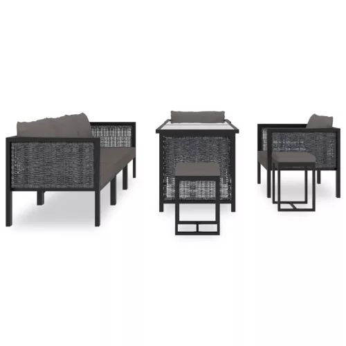  8 részes antracitszürke kerti polyrattan ülőgarnitúra párnákkal