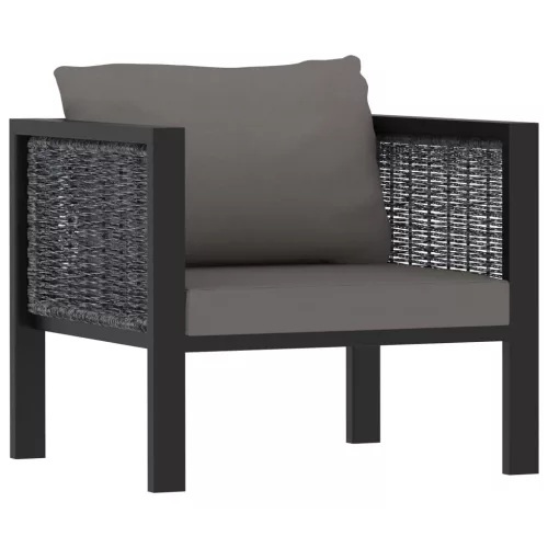  8 részes antracitszürke kerti polyrattan ülőgarnitúra párnákkal