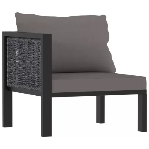  8 részes antracitszürke kerti polyrattan ülőgarnitúra párnákkal