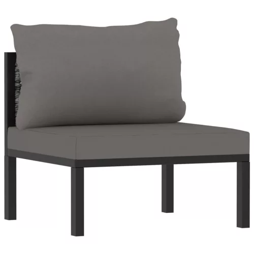  8 részes antracitszürke kerti polyrattan ülőgarnitúra párnákkal