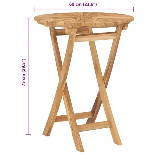  összecsukható tömör tíkfa kerti asztal Ø 60 cm