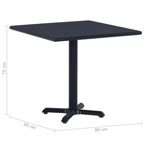  fekete kerti asztal 80 x 80 x 75 cm