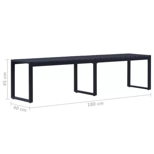  fekete polisztirol lemez kerti pad 180 cm