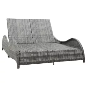    kétszemélyes antracitszürke polyrattan napozóágy párnával