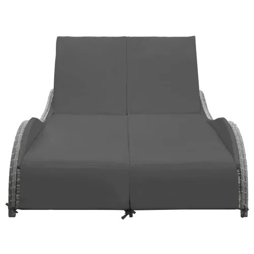  kétszemélyes antracitszürke polyrattan napozóágy párnával